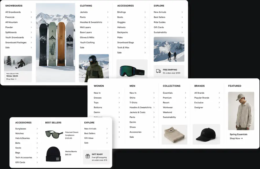 Mega menu ecommerce feature preview