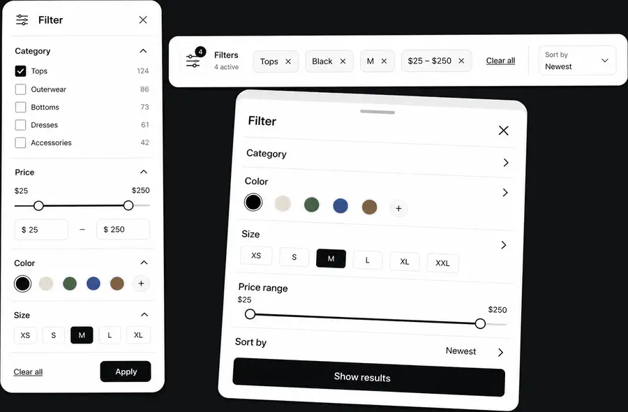Product filtering ecommerce feature preview