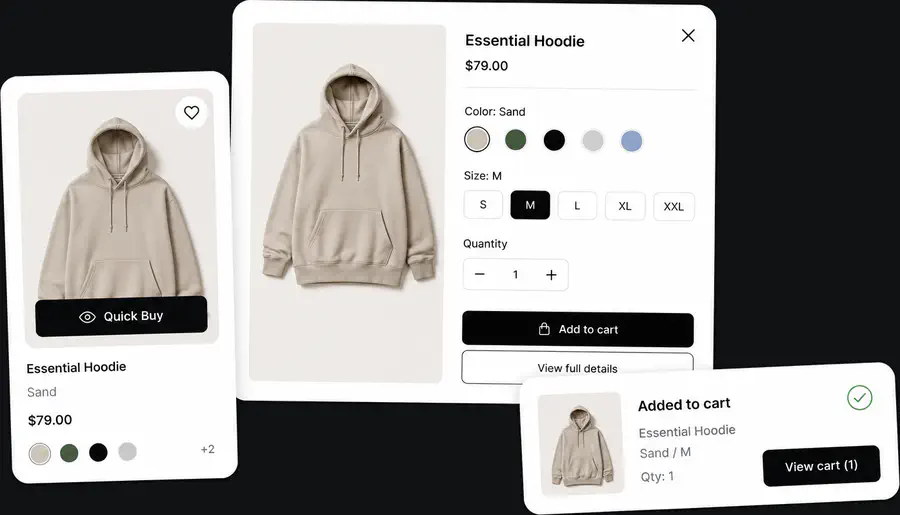 Quick buy ecommerce feature preview