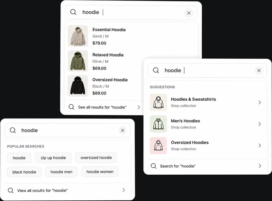 Predictive search ecommerce feature preview