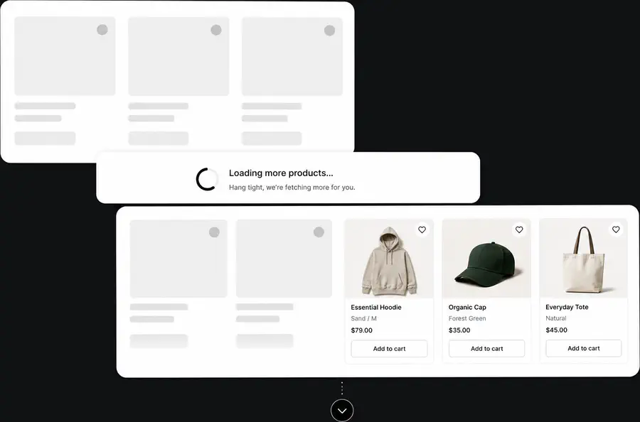Infinite scroll ecommerce feature preview