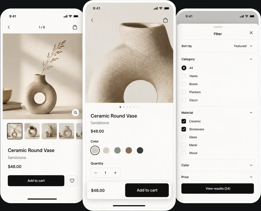 Mobile optimized ecommerce feature preview