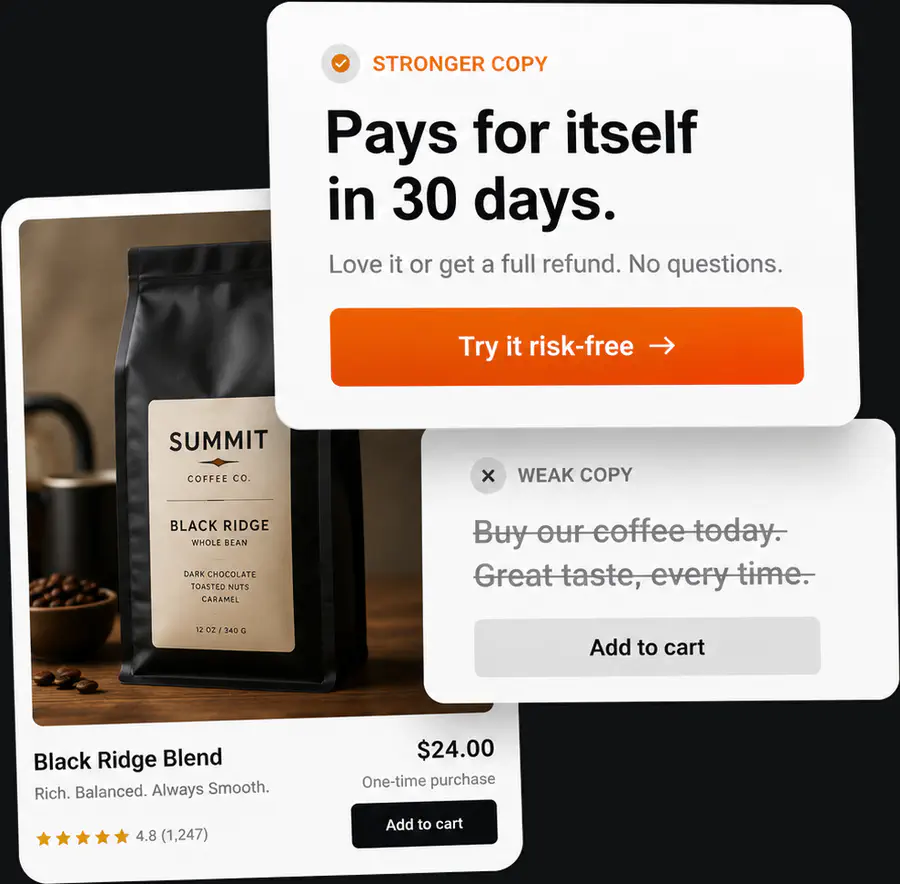 Sales copywriting ecommerce feature preview
