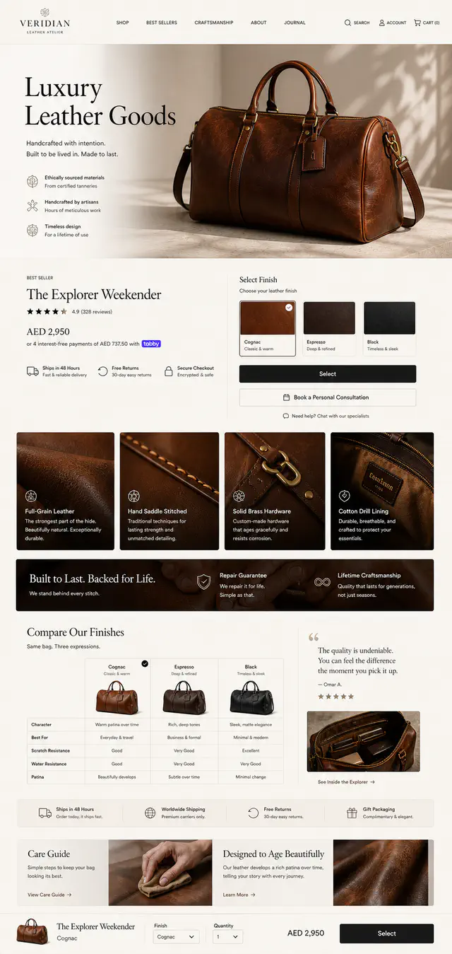 Luxury Goods Website Design