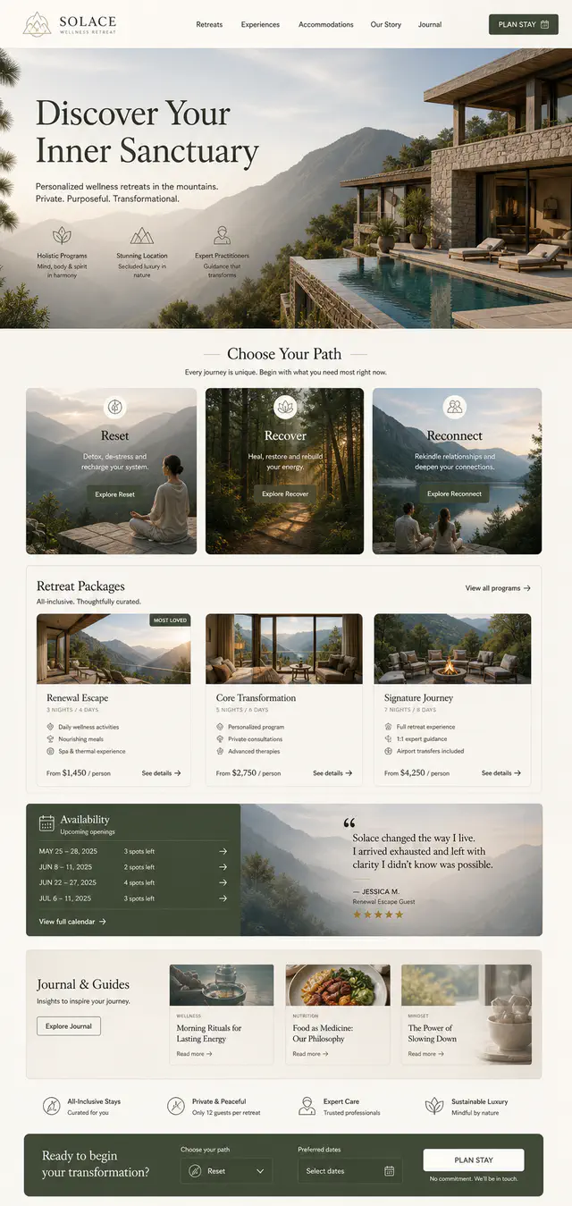 Wellness Retreat Website Design