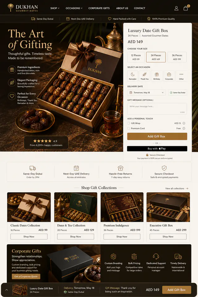 Gourmet Gifting Website Design