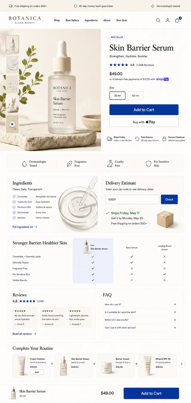 Clean Beauty Website Design